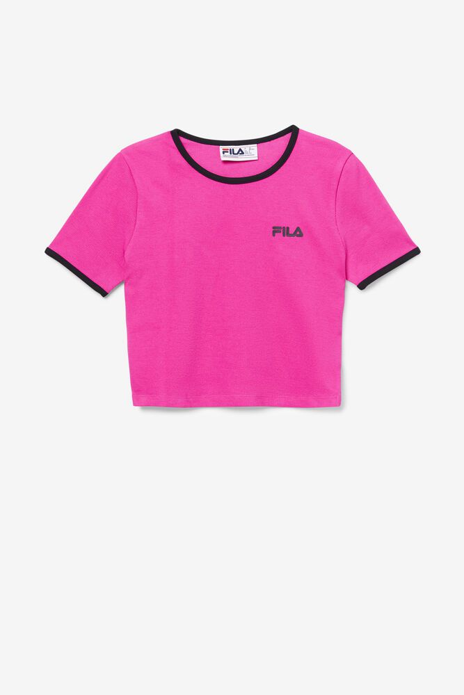 Fila T-Shirt Womens Pink - Perla Crop Top - Philippines 0681473-XE